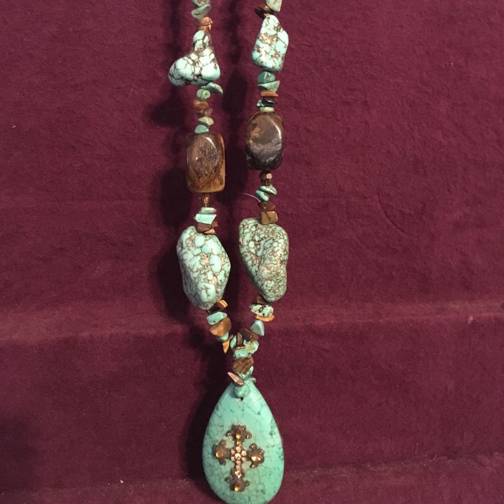 Cross Turquoise  Necklace